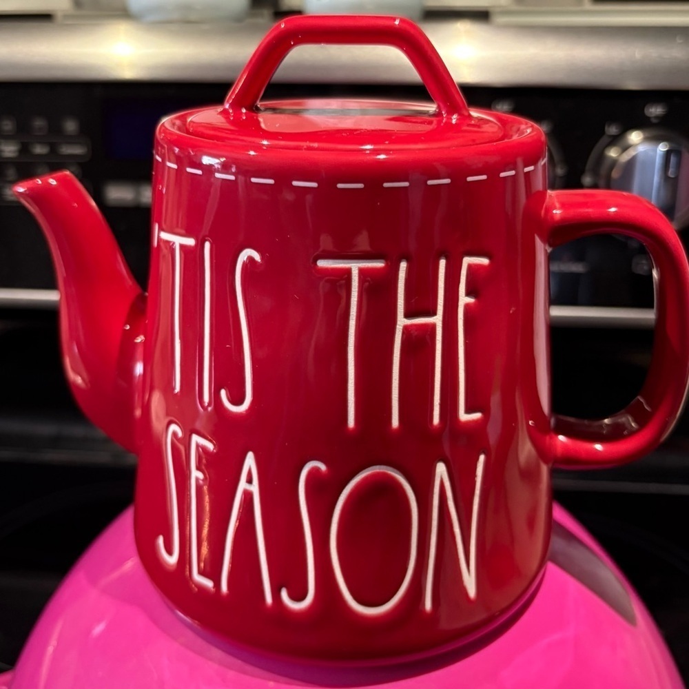 Rae Dunn ‘Tis The Season Red Holiday Teapot
